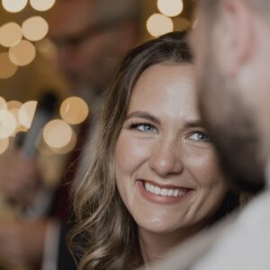 Patient smiling on her wedding day
