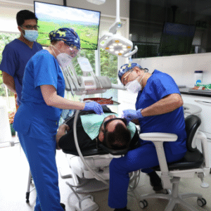 Dr Alex Hashemi placing a ceramic implant in the Shepperton surgery